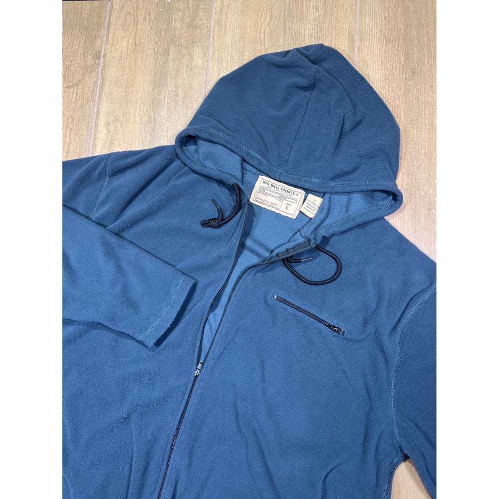 Big Ball Sports‎ Mens Teal Blue Fleece Full Zip Hoodie Athletic Sweatshirt L